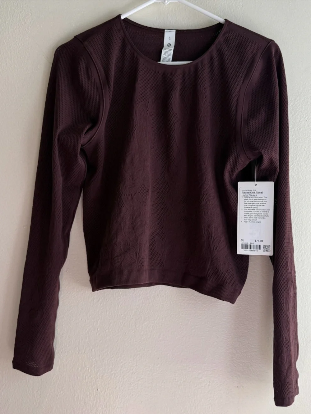 LULULEMON REVEALKNIT FLORAL LONG SLEEVE GOODNIGHT PLUM SIZE XL